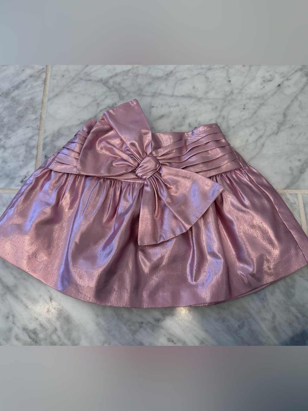 Zara Shimmer Light Pink Bow-Accent Girls Skirt